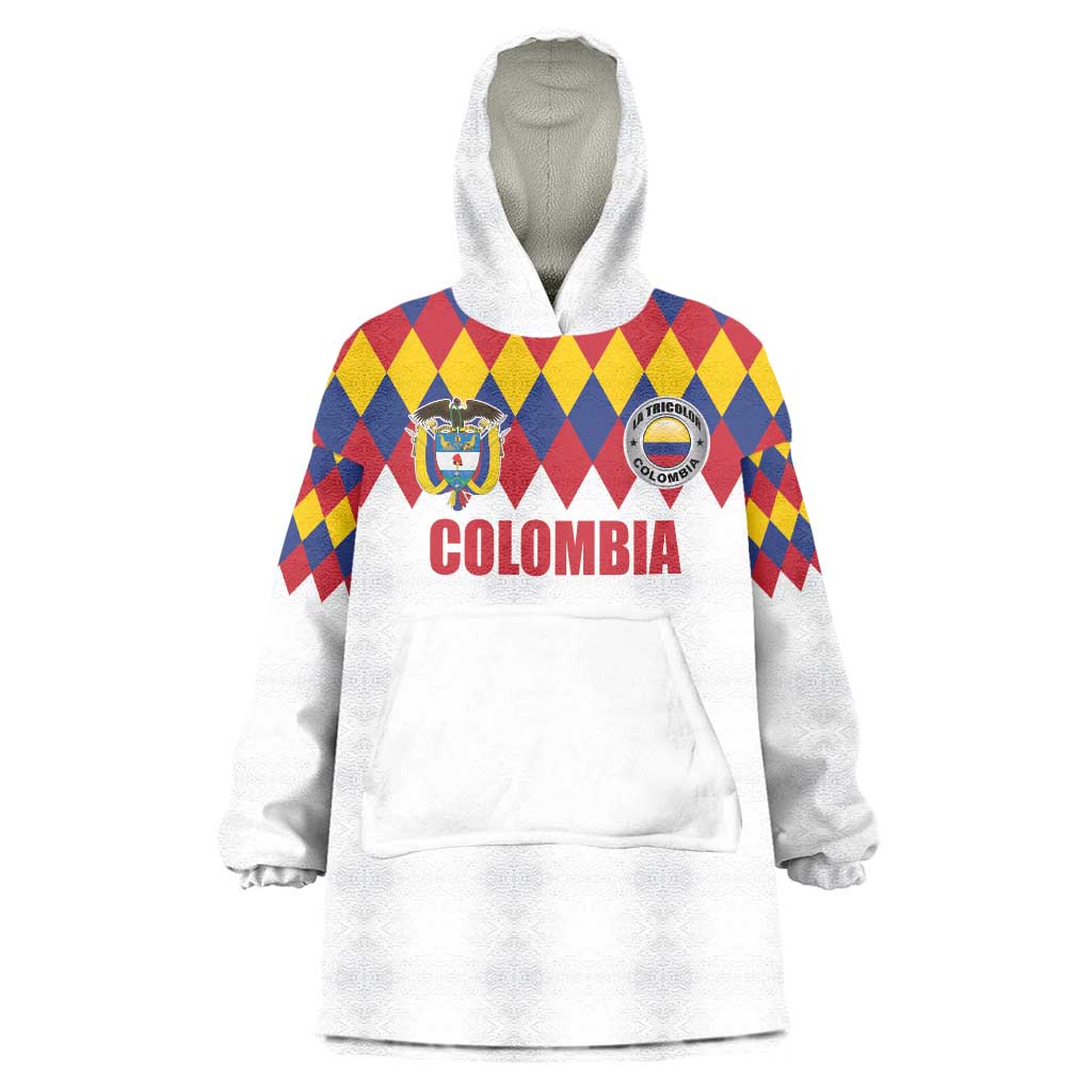 Custom Colombia Football Wearable Blanket Hoodie Retro White Style