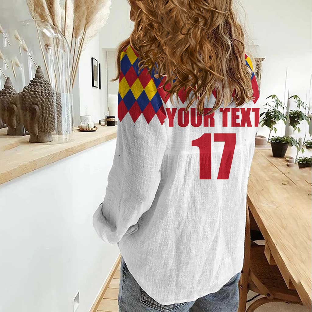 Custom Colombia Football Women Casual Shirt Retro White Style