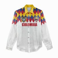 Custom Colombia Football Women Casual Shirt Retro White Style