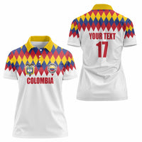 Custom Colombia Football Women Polo Shirt Retro White Style