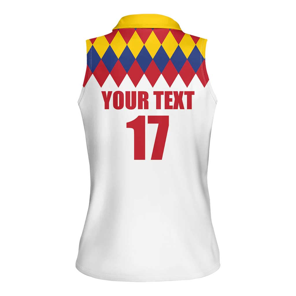 Custom Colombia Football Women Sleeveless Polo Shirt Retro White Style