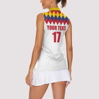 Custom Colombia Football Women Sleeveless Polo Shirt Retro White Style