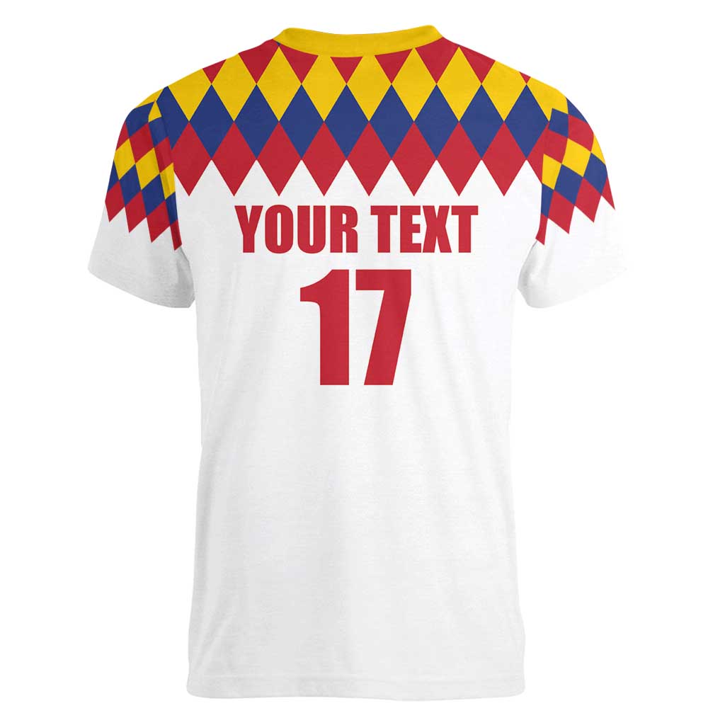 Custom Colombia Football Women V-Neck T-Shirt Retro White Style