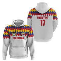 Custom Colombia Football Zip Hoodie Retro White Style