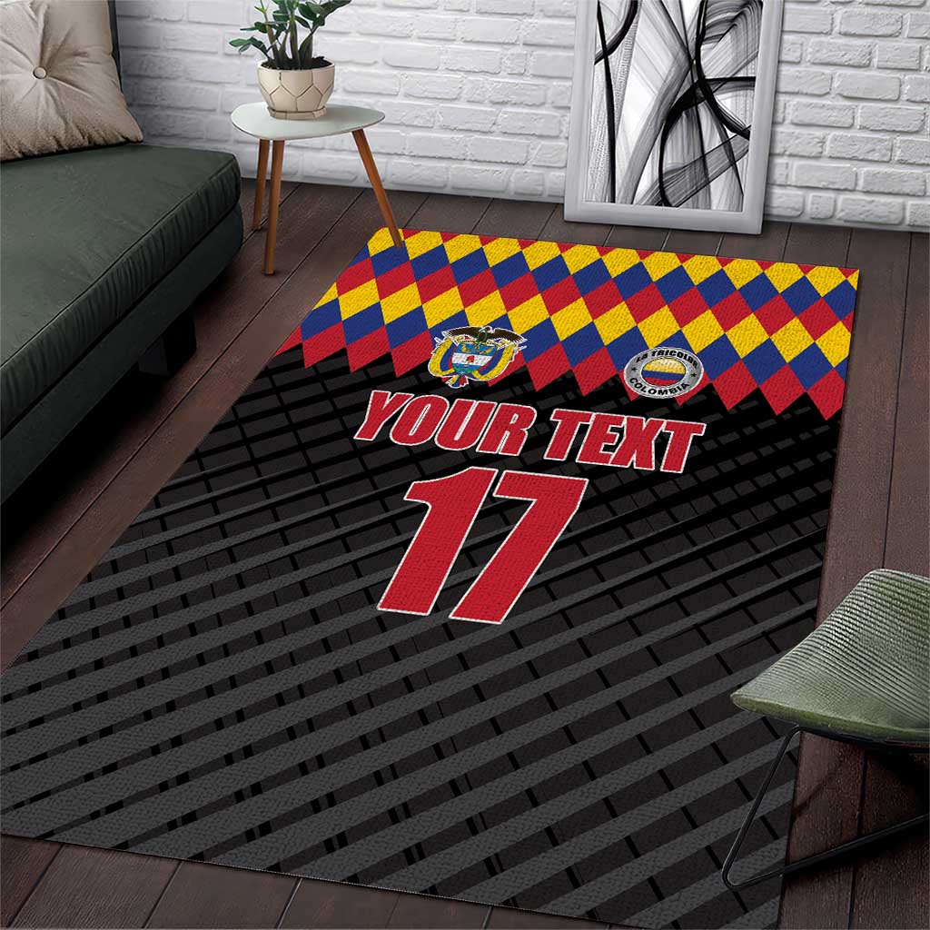 Custom Colombia Football Area Rug Retro Black Style