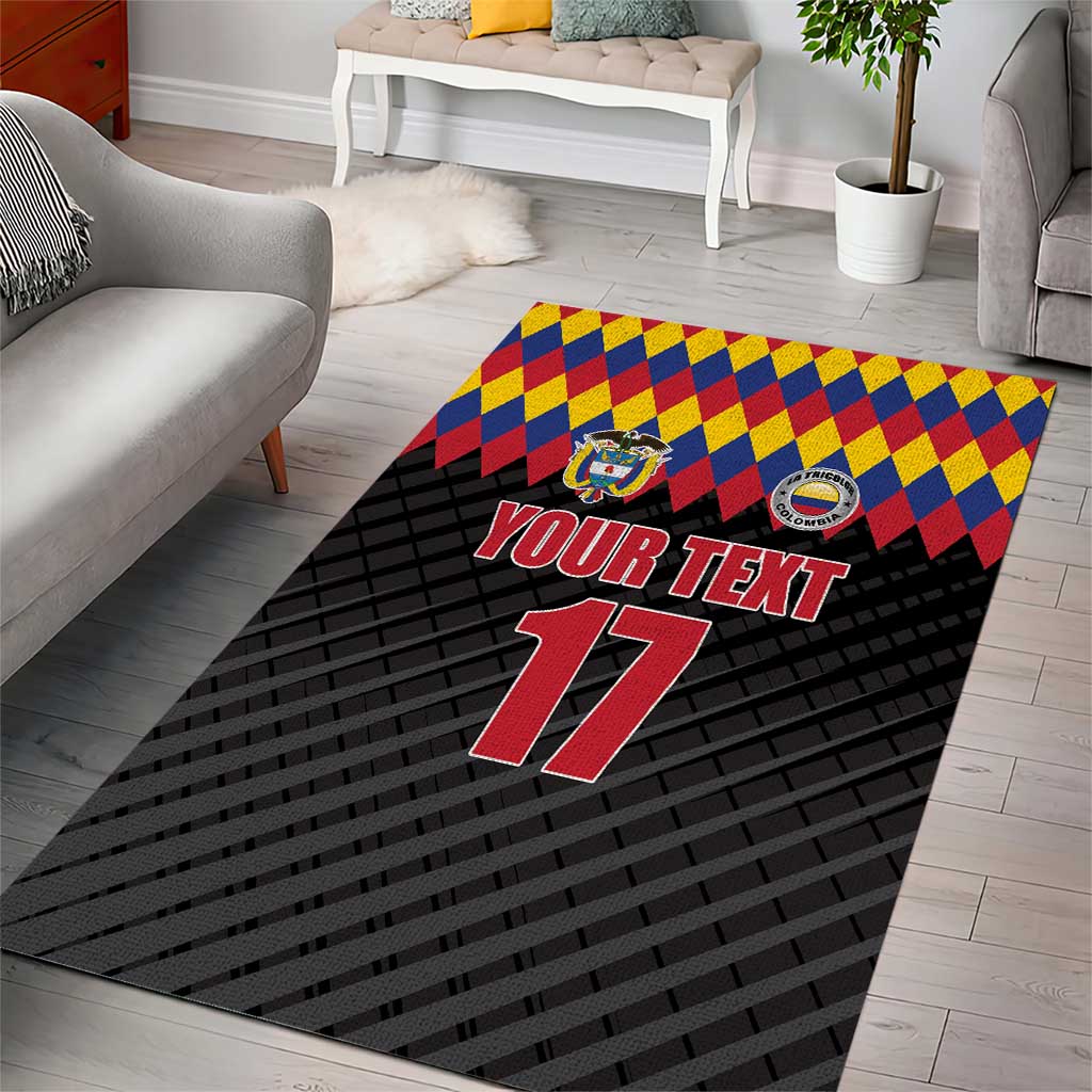 Custom Colombia Football Area Rug Retro Black Style