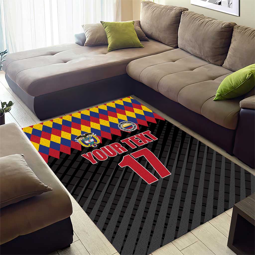 Custom Colombia Football Area Rug Retro Black Style