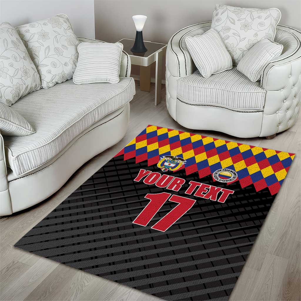 Custom Colombia Football Area Rug Retro Black Style