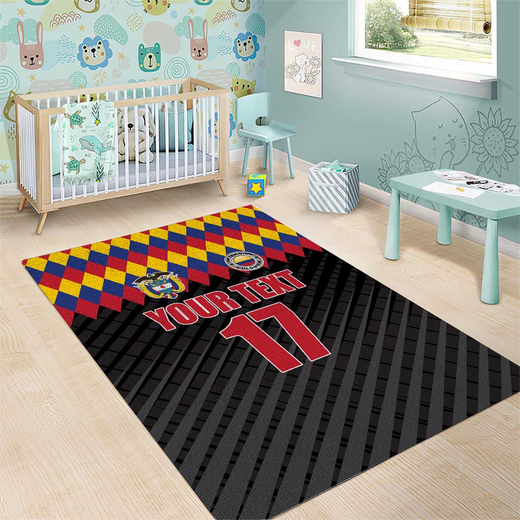 Custom Colombia Football Area Rug Retro Black Style