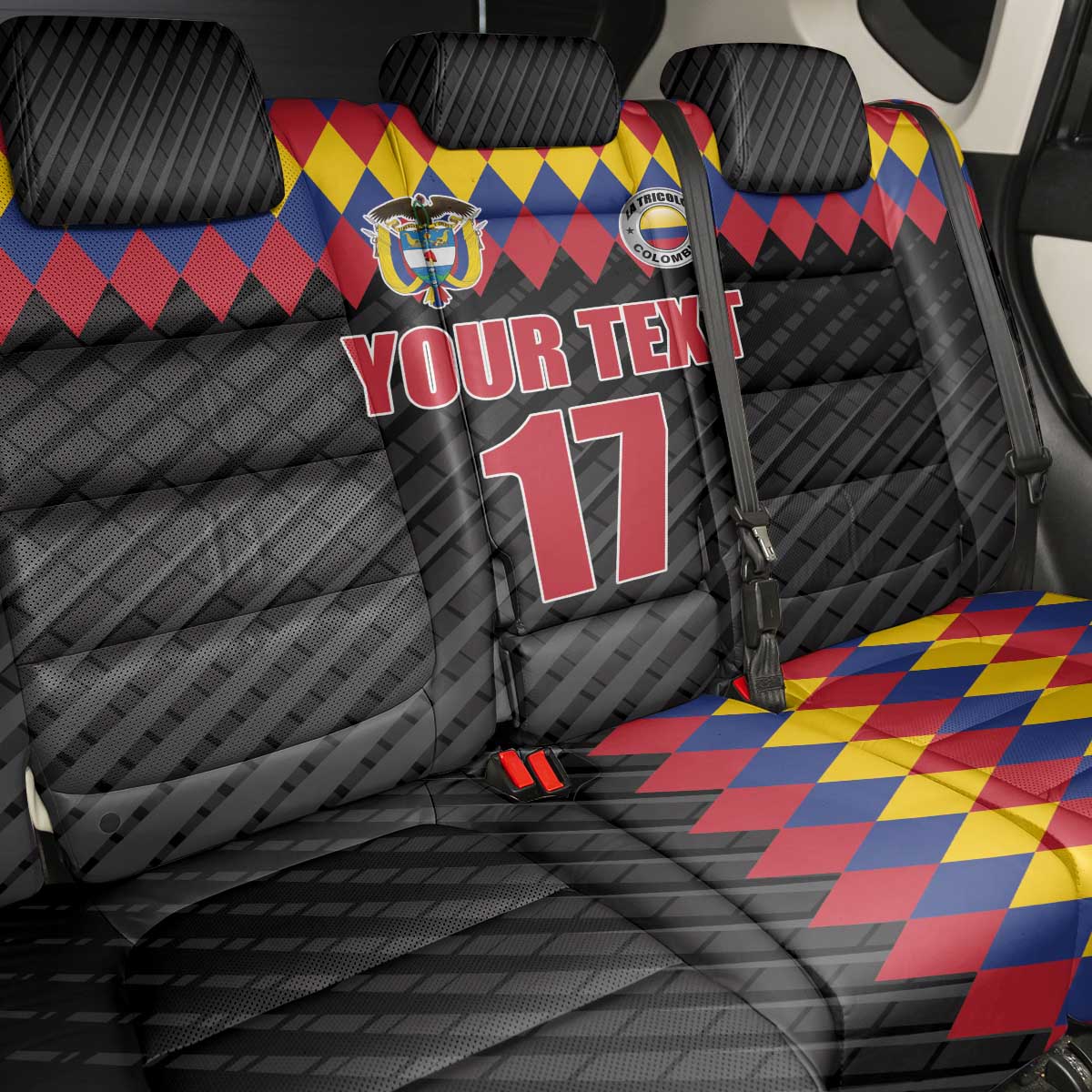 Custom Colombia Football Back Car Seat Cover Retro Black Style
