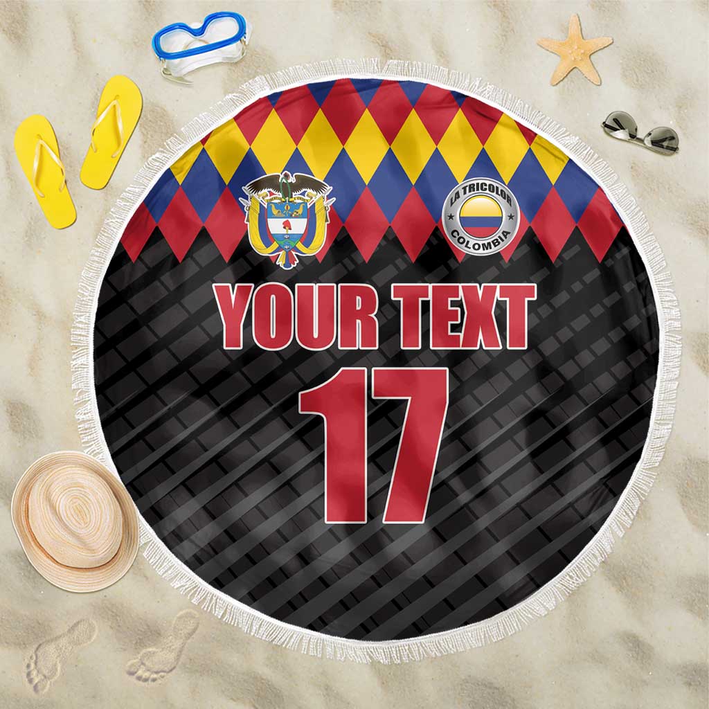Custom Colombia Football Beach Blanket Retro Black Style