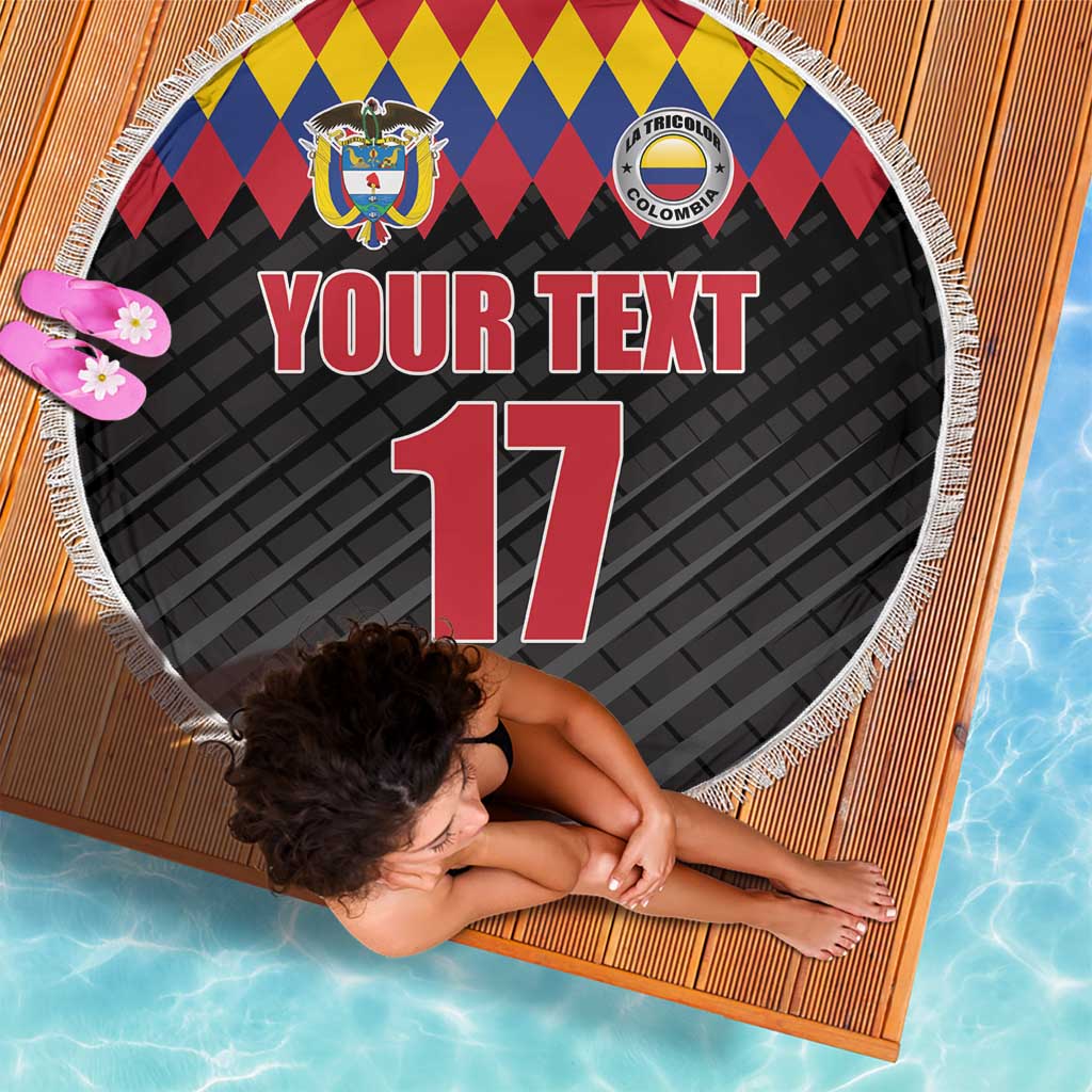Custom Colombia Football Beach Blanket Retro Black Style
