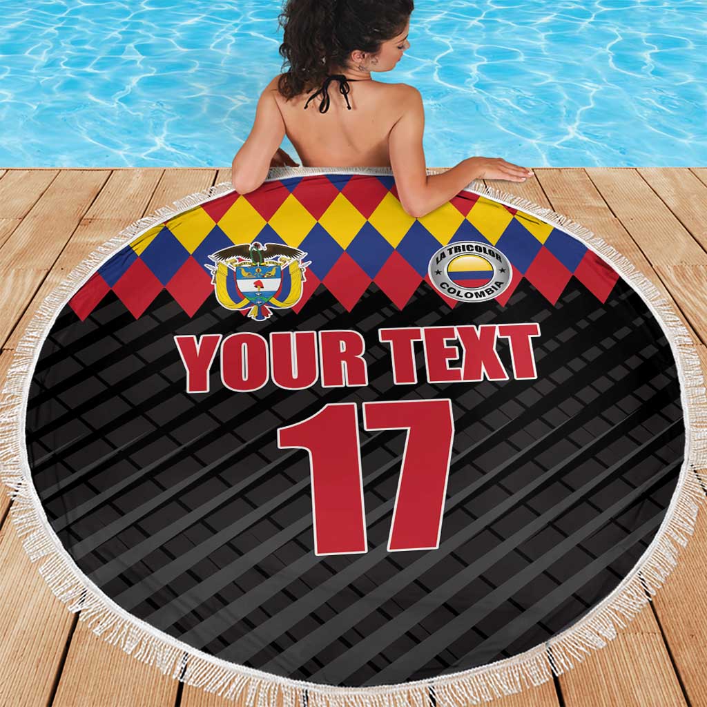 Custom Colombia Football Beach Blanket Retro Black Style