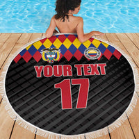Custom Colombia Football Beach Blanket Retro Black Style