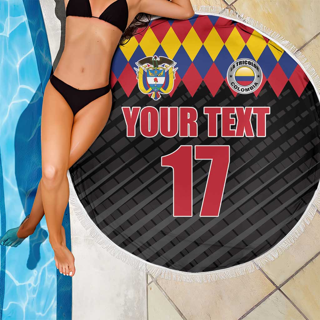 Custom Colombia Football Beach Blanket Retro Black Style