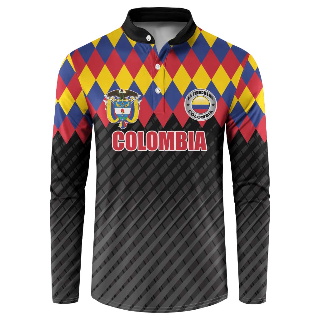 Custom Colombia Football Button Sweatshirt Retro Black Style