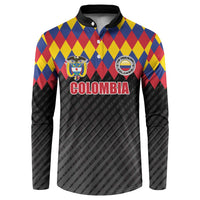 Custom Colombia Football Button Sweatshirt Retro Black Style