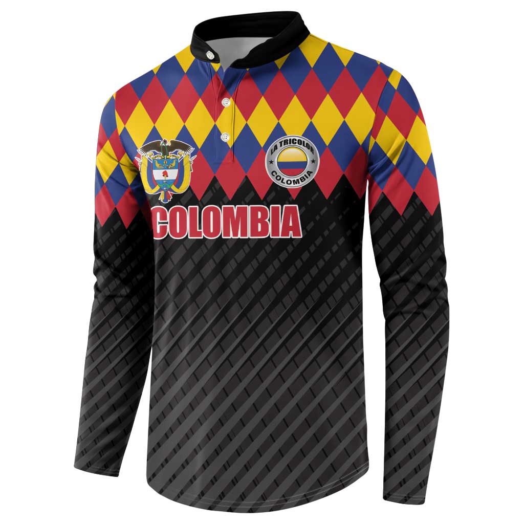 Custom Colombia Football Button Sweatshirt Retro Black Style