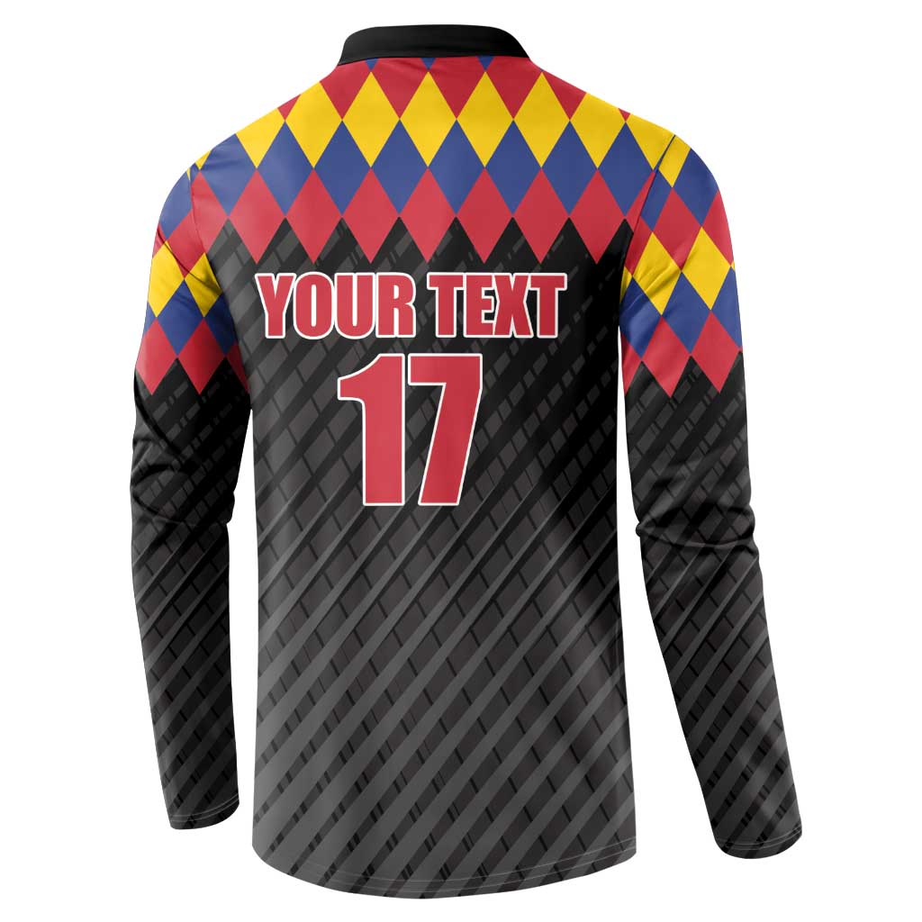 Custom Colombia Football Button Sweatshirt Retro Black Style
