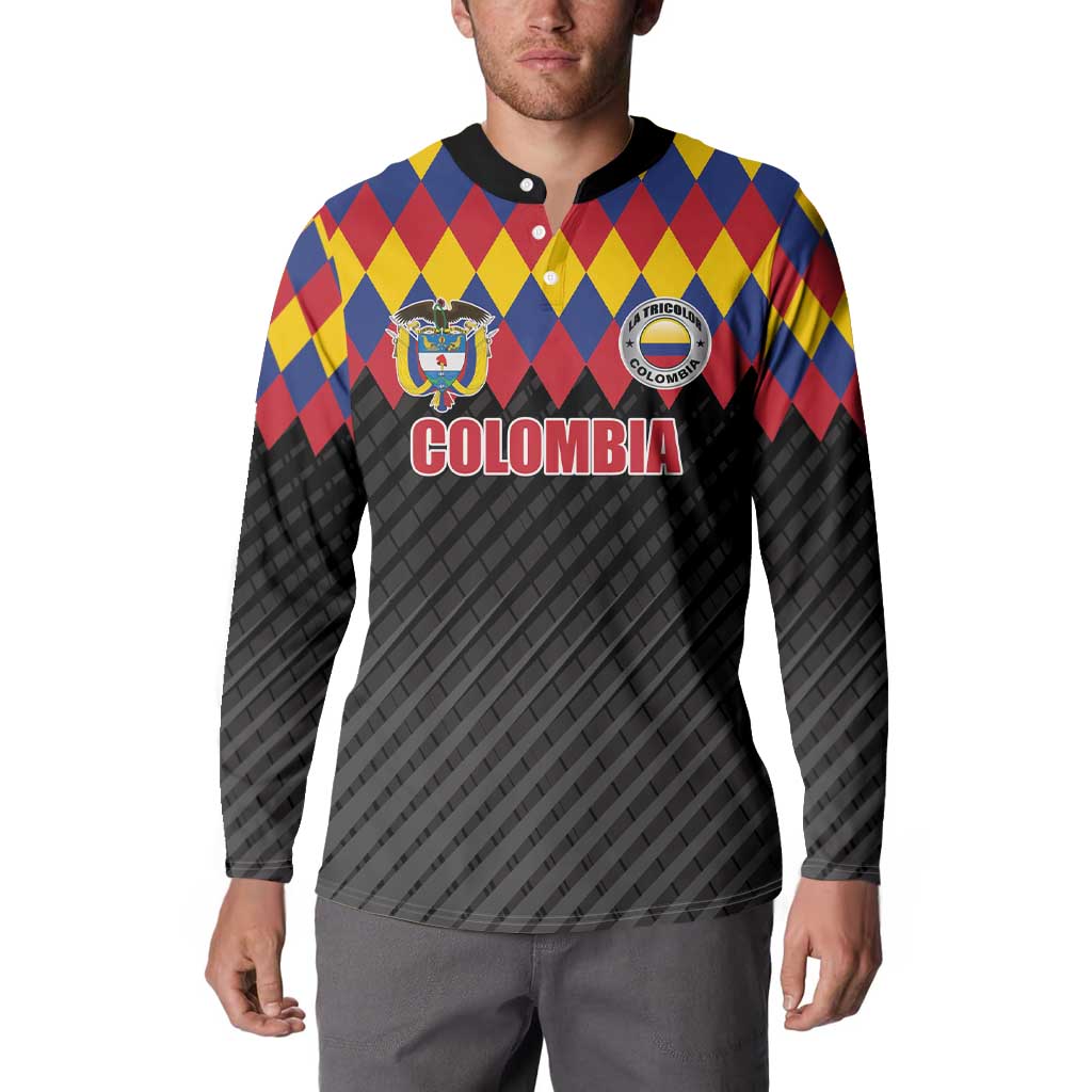 Custom Colombia Football Button Sweatshirt Retro Black Style