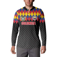 Custom Colombia Football Button Sweatshirt Retro Black Style