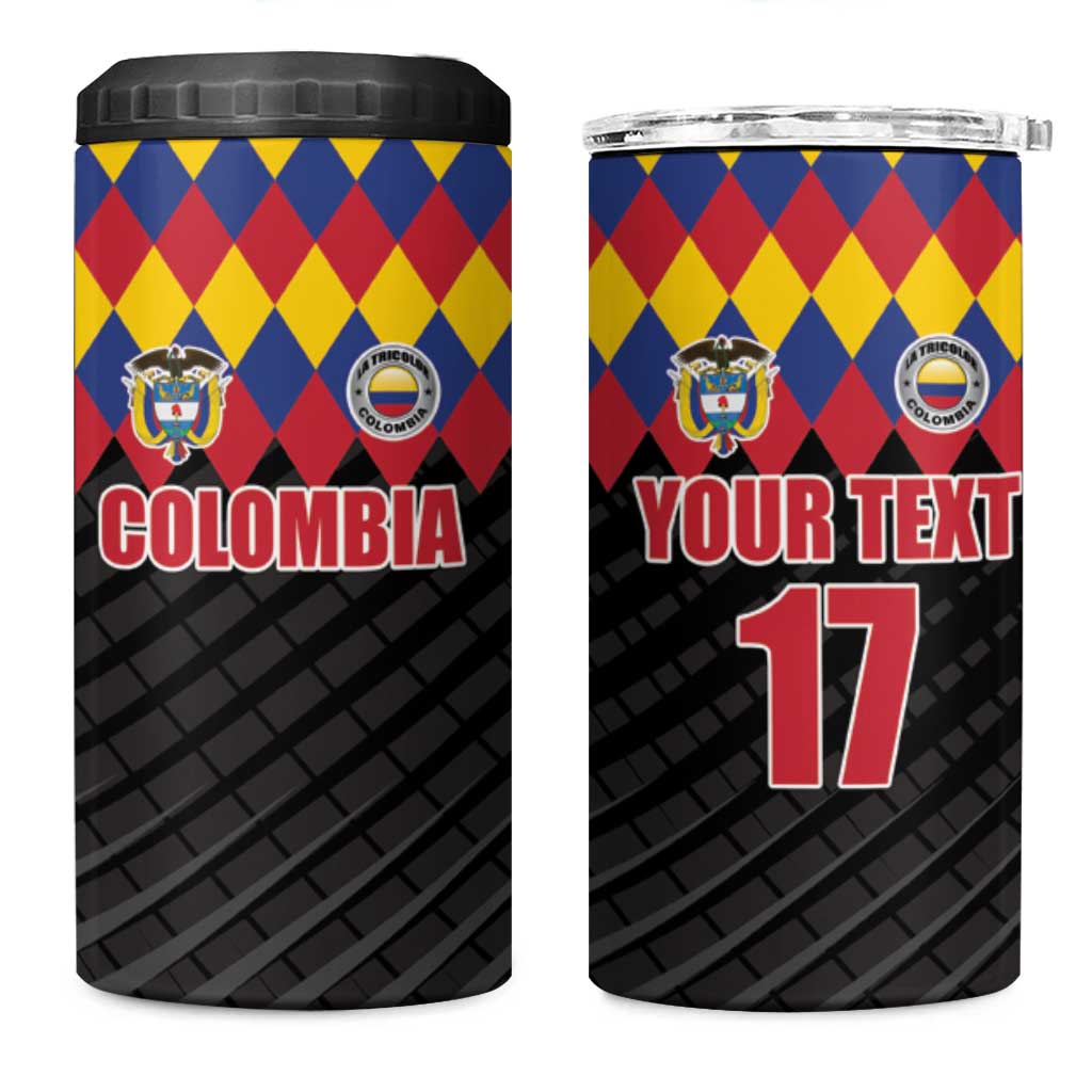 Custom Colombia Football 4 in 1 Can Cooler Tumbler Retro Black Style