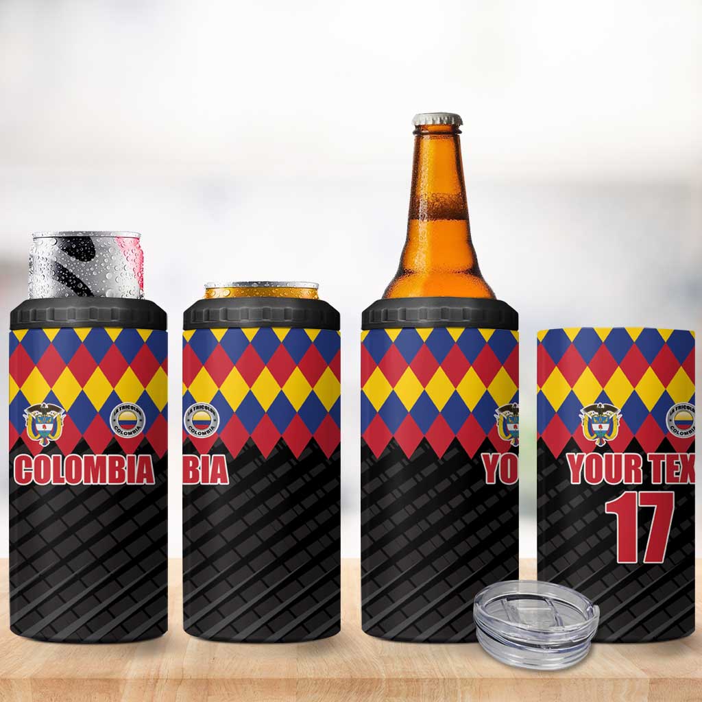 Custom Colombia Football 4 in 1 Can Cooler Tumbler Retro Black Style