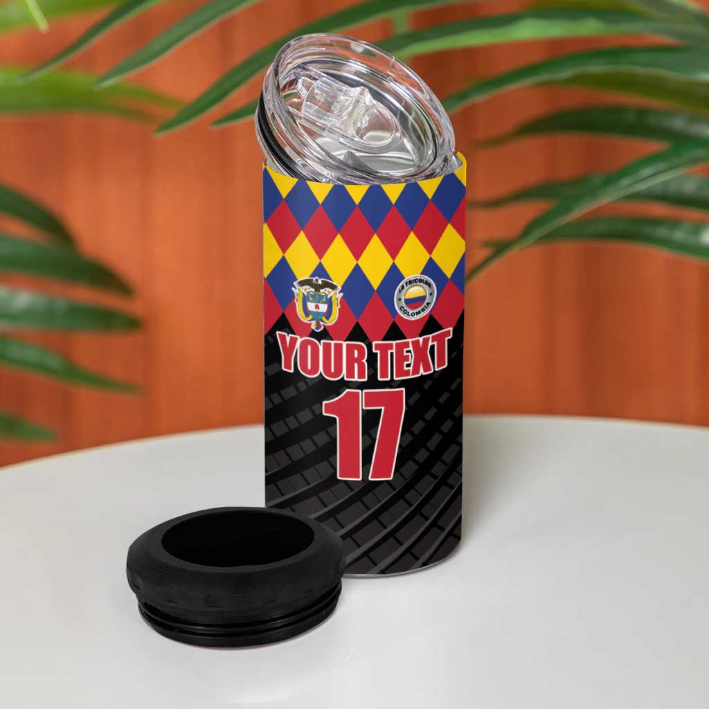 Custom Colombia Football 4 in 1 Can Cooler Tumbler Retro Black Style
