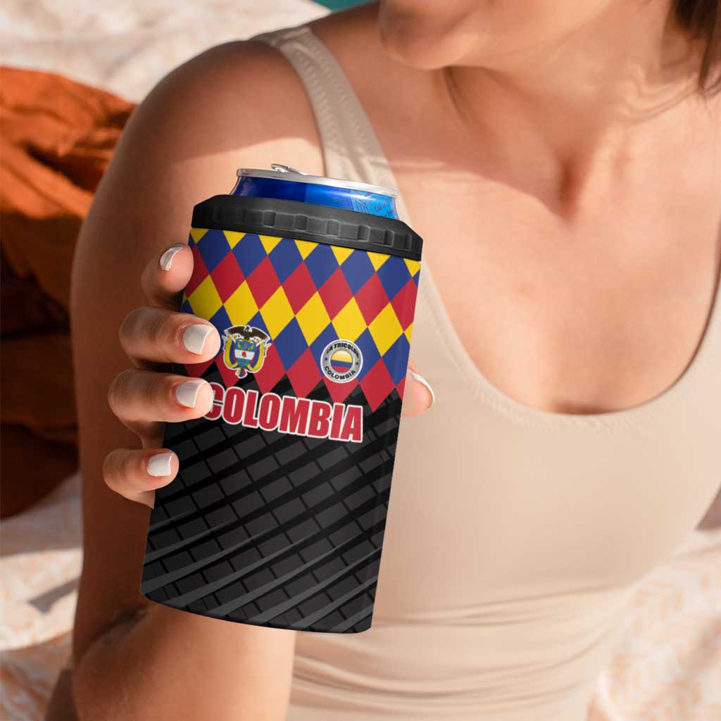 Custom Colombia Football 4 in 1 Can Cooler Tumbler Retro Black Style