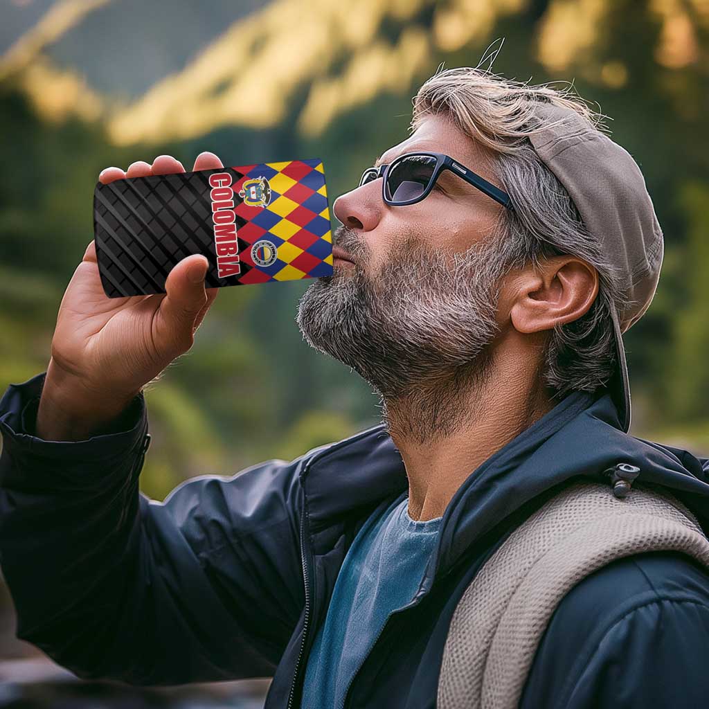 Custom Colombia Football 4 in 1 Can Cooler Tumbler Retro Black Style