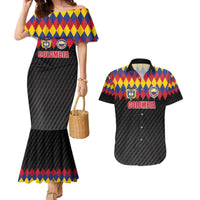 Custom Colombia Football Couples Matching Mermaid Dress and Hawaiian Shirt Retro Black Style