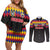 Custom Colombia Football Couples Matching Off Shoulder Short Dress and Long Sleeve Button Shirt Retro Black Style
