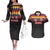 Custom Colombia Football Couples Matching Off The Shoulder Long Sleeve Dress and Hawaiian Shirt Retro Black Style