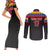 Custom Colombia Football Couples Matching Short Sleeve Bodycon Dress and Long Sleeve Button Shirt Retro Black Style