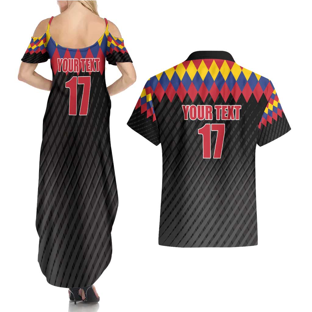 Custom Colombia Football Couples Matching Summer Maxi Dress and Hawaiian Shirt Retro Black Style