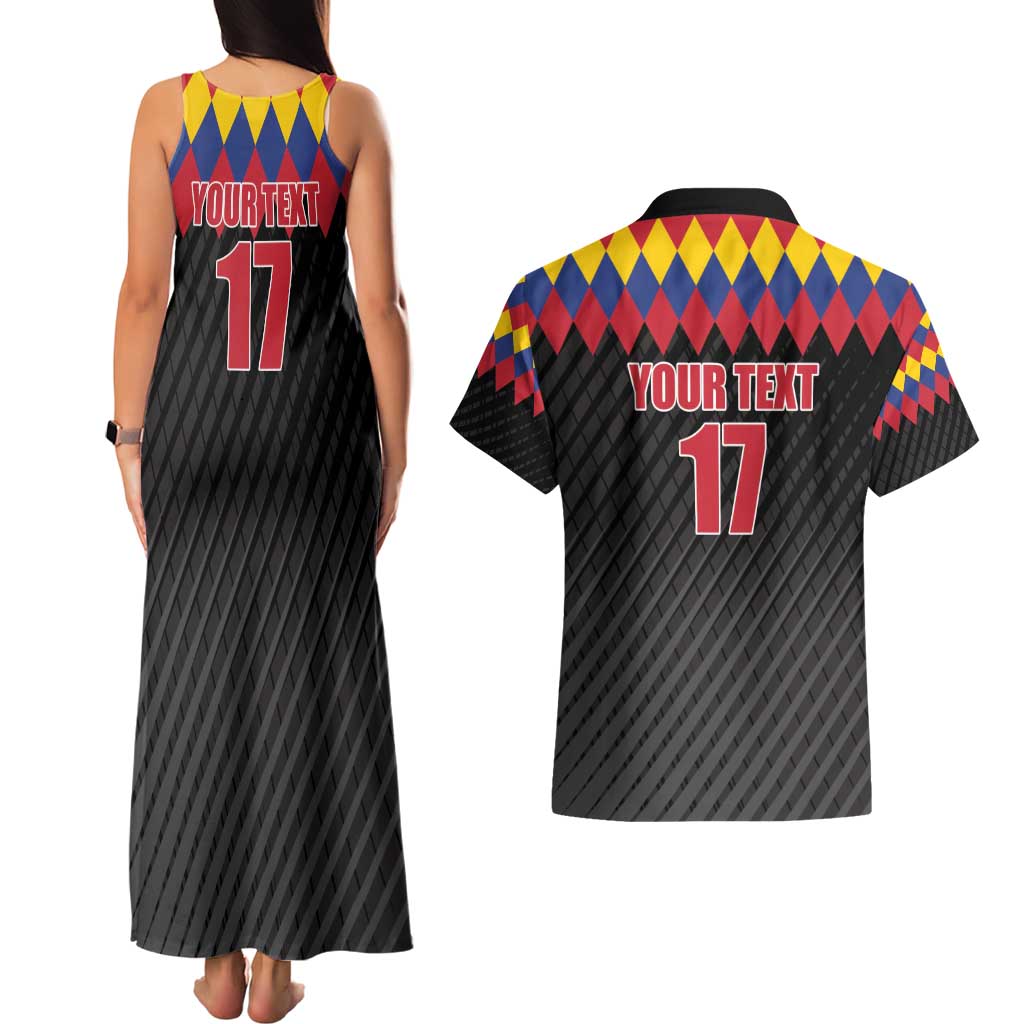 Custom Colombia Football Couples Matching Tank Maxi Dress and Hawaiian Shirt Retro Black Style