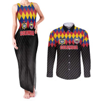Custom Colombia Football Couples Matching Tank Maxi Dress and Long Sleeve Button Shirt Retro Black Style