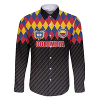Custom Colombia Football Family Matching Long Sleeve Bodycon Dress and Hawaiian Shirt Retro Black Style