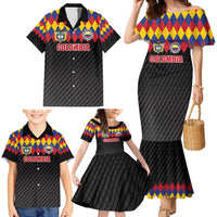 Custom Colombia Football Family Matching Mermaid Dress and Hawaiian Shirt Retro Black Style