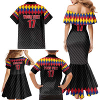 Custom Colombia Football Family Matching Mermaid Dress and Hawaiian Shirt Retro Black Style