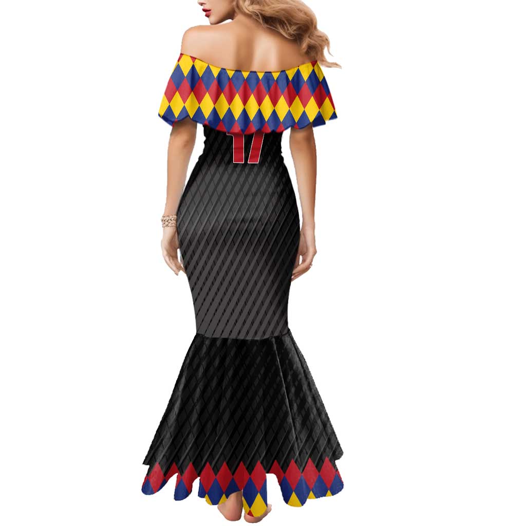 Custom Colombia Football Family Matching Mermaid Dress and Hawaiian Shirt Retro Black Style