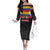 Custom Colombia Football Family Matching Off The Shoulder Long Sleeve Dress and Hawaiian Shirt Retro Black Style