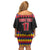 Custom Colombia Football Family Matching Off Shoulder Short Dress and Hawaiian Shirt Retro Black Style