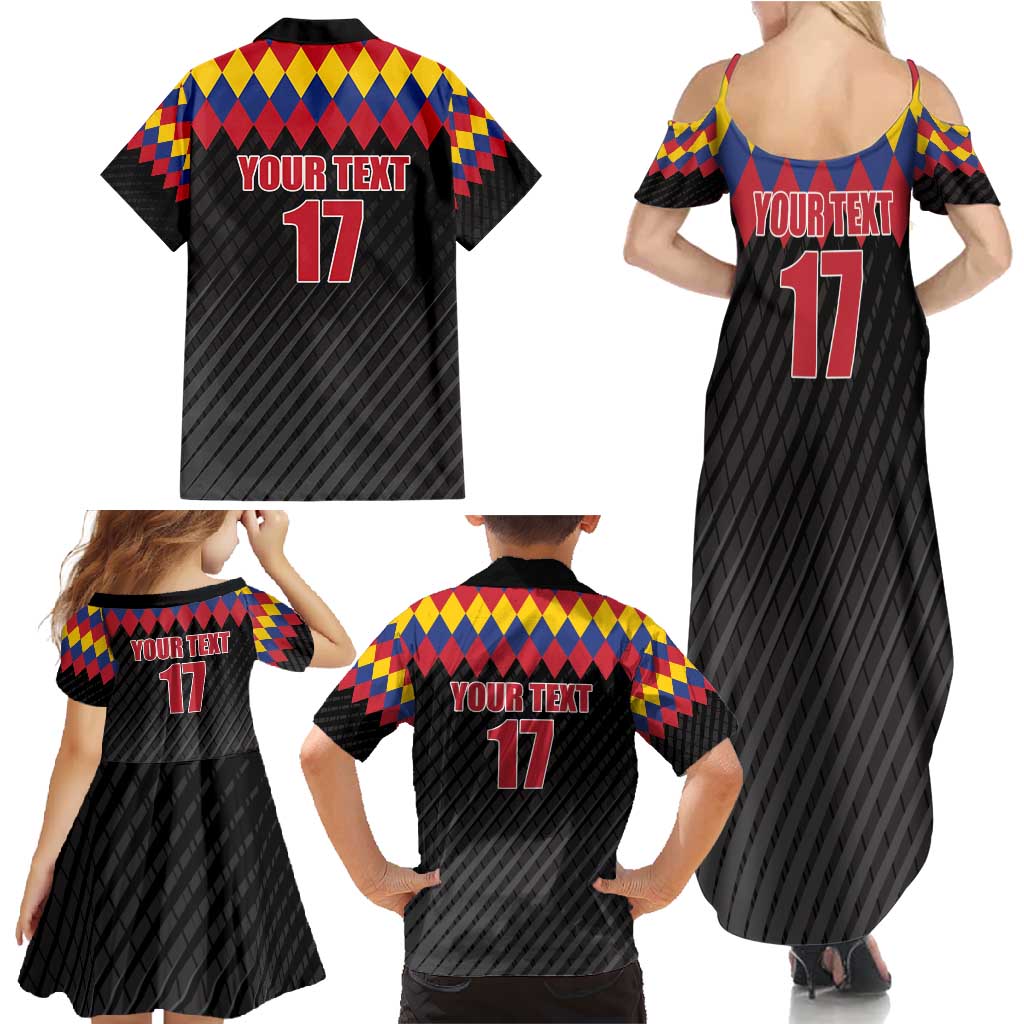 Custom Colombia Football Family Matching Summer Maxi Dress and Hawaiian Shirt Retro Black Style