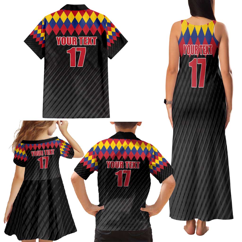 Custom Colombia Football Family Matching Tank Maxi Dress and Hawaiian Shirt Retro Black Style