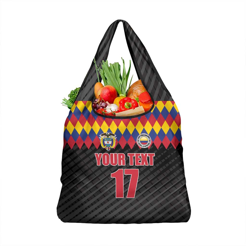 Custom Colombia Football Grocery Bag Retro Black Style