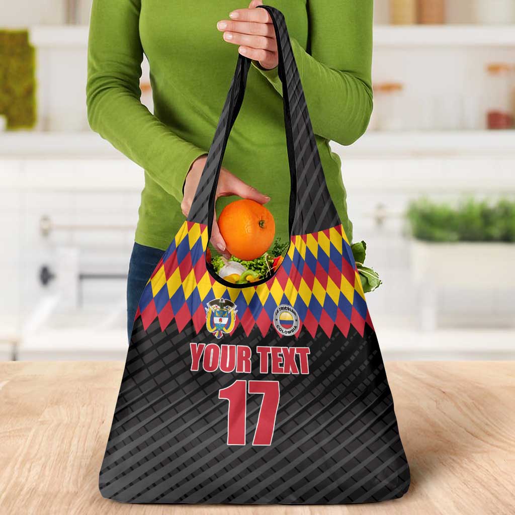 Custom Colombia Football Grocery Bag Retro Black Style