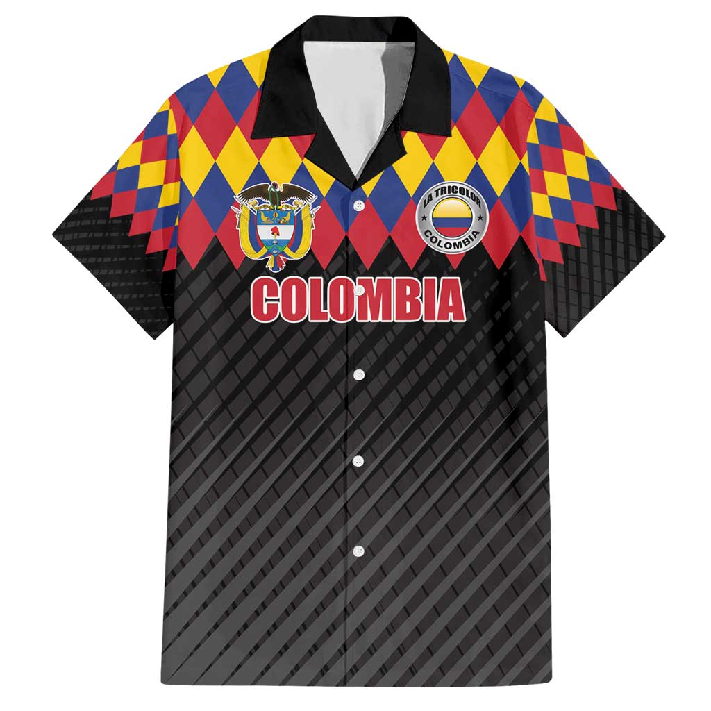 Custom Colombia Football Hawaiian Shirt Retro Black Style