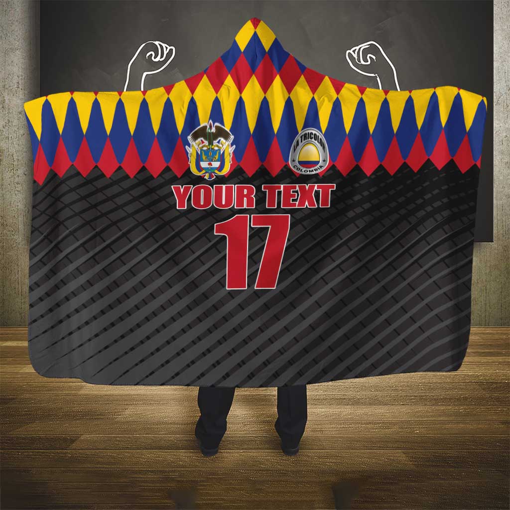 Custom Colombia Football Hooded Blanket Retro Black Style