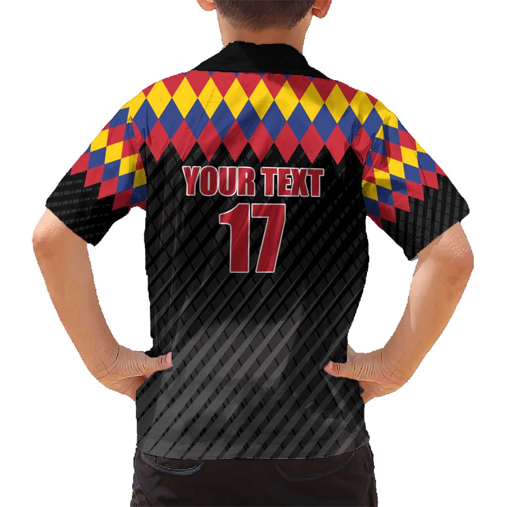 Custom Colombia Football Kid Hawaiian Shirt Retro Black Style